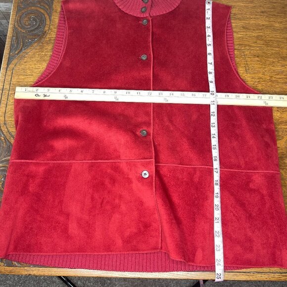 J. Jill XL Button Vest Red Ribbed Cotton Back Polyester Front​​​ - Picture 10 of 10